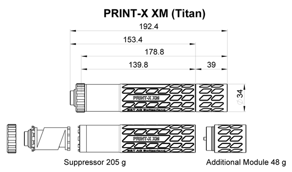Pistolen-Schalldämpfer B&T PRINT-X Impuls-XM 9mm Para - Titan, Bild 2